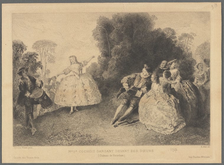 Art Print : Melle Cochois dansant Devant SES soeurs (Chateau de Potsdam), 1750-1907 - Vintage Wall Art