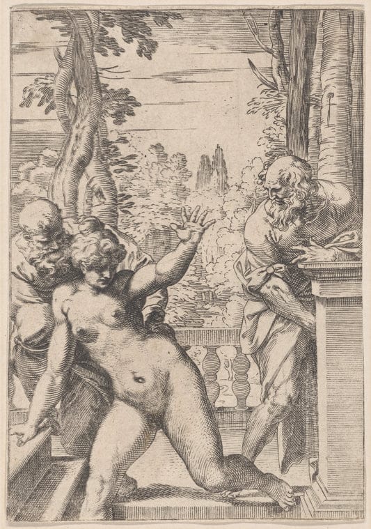 Art Print : Susannah Surprised by The Elders, 1557-1600 - Vintage Wall Art