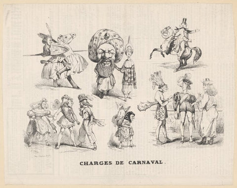 Art Print : Ballet Dancers in French Nineteenth-Century Caricatures, 1821 - Vintage Wall Art