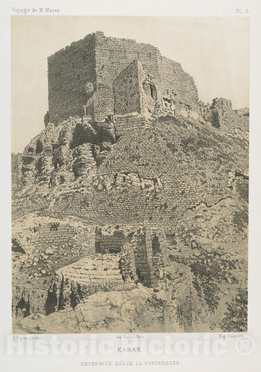 Art Print : 1874, Karak, extremite sud de la forteresse. - Vintage Wall Art