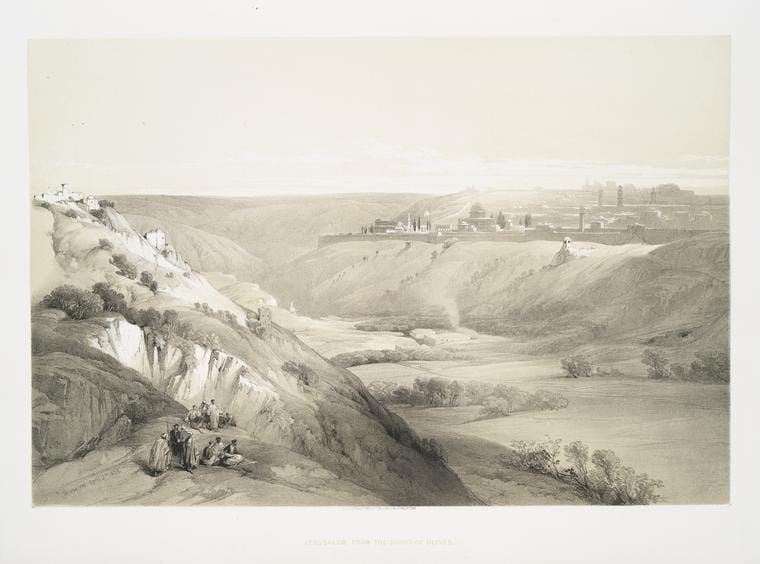 Art Print : 1842, Jerusalem in The Mount of Olives - Vintage Wall Art