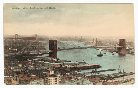 Art Print : Brooklyn Bridge, Looking up East River, 1901 - Vintage Wall Art