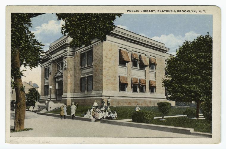 Art Print : Public Library, Flatbush, Brooklyn, N. Y, 1915 - Vintage Wall Art