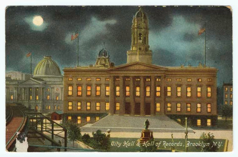 Art Print : City Hall & Hall of Records, Brooklyn N.Y, 1907 - Vintage Wall Art