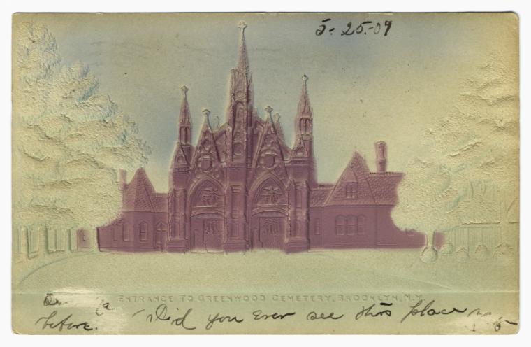 Art Print : Entrance to Greenwood Cemetery, Brooklyn, N.Y, 1907 - Vintage Wall Art
