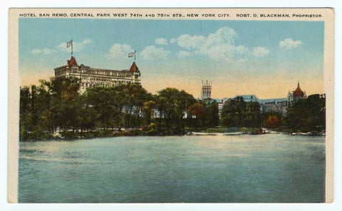 Art Print : Hotel San Remo, Central Park West 74th and 75th STS, New York City, 1915 - Vintage Wall Art