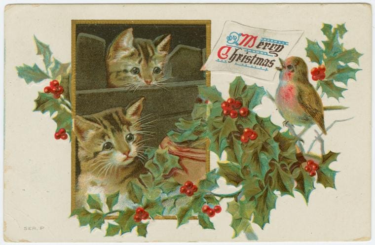 Art Print : Merry Christmas, 1911 - Vintage Wall Art
