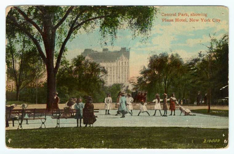 Art Print : Central Park, Showing Plaza Hotel, New York City, 1912 - Vintage Wall Art