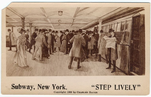 Art Print : Subway, New York. 'Step Lively', 1909 - Vintage Wall Art