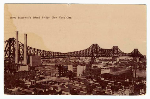 Art Print : Blackwell's Island Bridge, New York City, 1910 - Vintage Wall Art