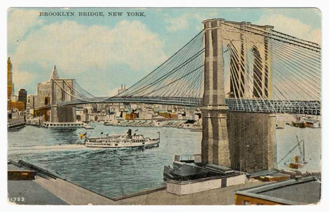 Art Print : Brooklyn Bridge, New York, 1910 - Vintage Wall Art