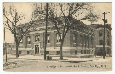 Art Print : Brooklyn Public Library, South Branch, Brooklyn, N.Y, 1907 - Vintage Wall Art