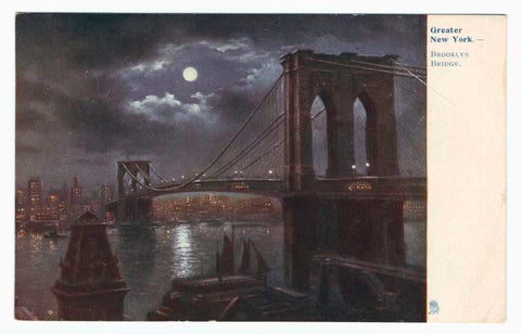 Art Print : Greater New York - Brooklyn Bridge, 1904 - Vintage Wall Art