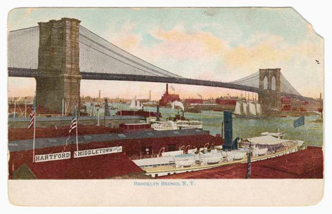 Art Print : Brooklyn Bridge, N. Y, 1910 - Vintage Wall Art