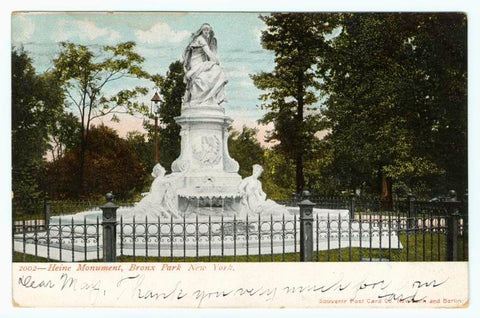 Art Print : Heine Monument, Bronx Park New York, 1906 - Vintage Wall Art