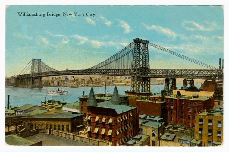 Art Print : Williamsburg Bridge, New York City, 1913 - Vintage Wall Art