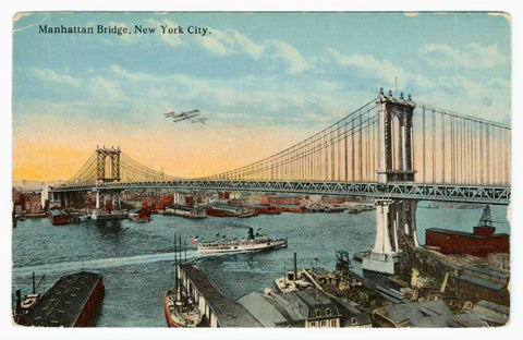 Art Print : Manhattan Bridge, New York City, 1910 - Vintage Wall Art V2