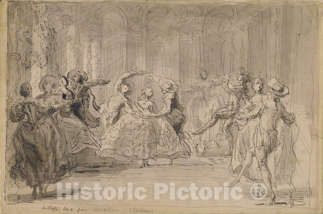 Art Print : Gabriel Jacques de Saint-Aubin, Ballet from The Rival Fairies, 1748 - Vintage Wall Art