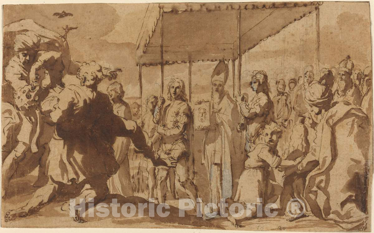Art Print : Elisabetta Sirani, The Deliverance of The Demoniac of Constantinople by Saint John Chrysostom, c. 1659 - Vintage Wall Art