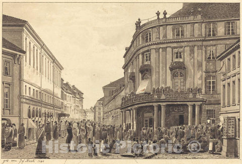Art Print : Johann Friedrich Stock, View of Muhlendamm, 1834 - Vintage Wall Art