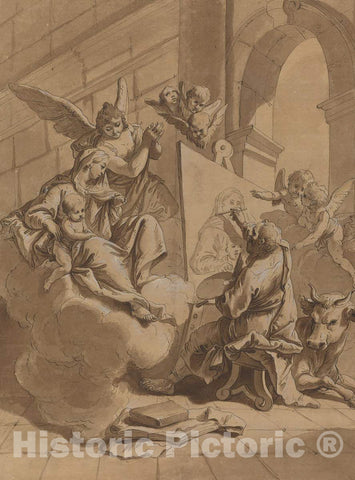 Art Print : Francesco Fontebasso, Saint Luke Painting The Virgin, 18th Century - Vintage Wall Art