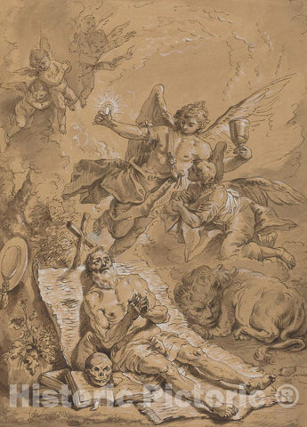 Art Print : Francesco Fontebasso, Last Communion of Saint Jerome, 18th Century - Vintage Wall Art