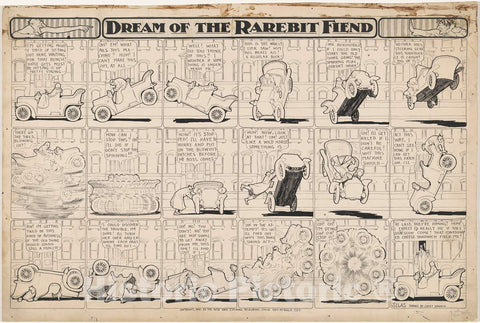 Art Print : Winsor McCay, Dream of The Rarebit Fiend: Bucking Automobile, 1907 - Vintage Wall Art