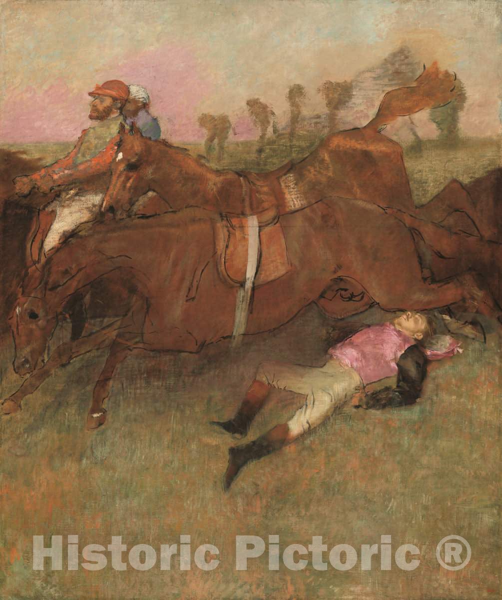 Art Print : Edgar Degas, Scene from The Steeplechase: The Fallen Jockey, 1866, reworked 1880-1881 and c. 1897 - Vintage Wall Art