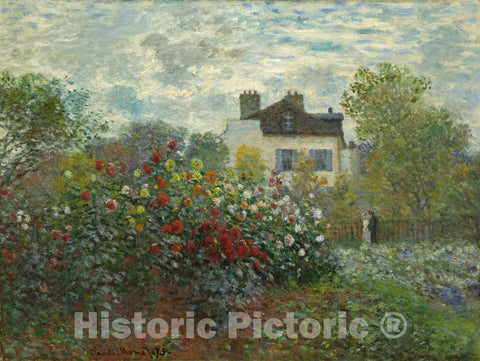 Art Print : Claude Monet, The Artist's Garden in Argenteuil (A Corner of The Garden with Dahlias), 1873 - Vintage Wall Art