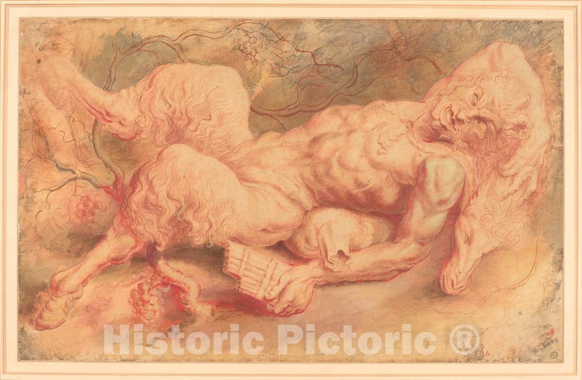 Art Print : Sir Peter Paul Rubens, Pan Reclining, Possibly c. 1610 - Vintage Wall Art