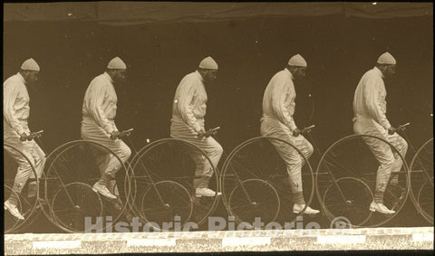 Art Print : Etienne Jules Marey, Chronophotograph of a Man on a Bicycle, c. 1885-1890 - Vintage Wall Art