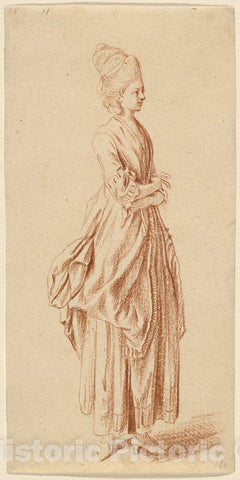 Art Print : Daniel Nikolaus Chodowiecki, A Standing Lady in a Day Dress, c.1778 - Vintage Wall Art