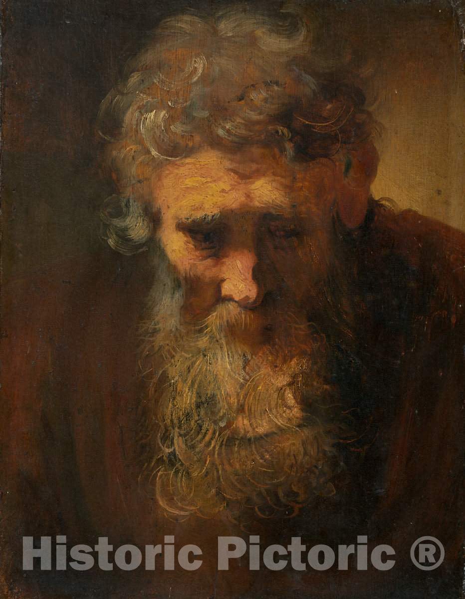 Art Print : Rembrandt, Study of an Old Man, 17th Century - Vintage Wall Art