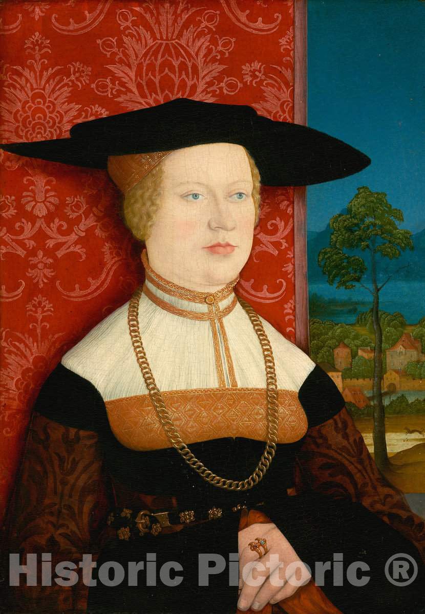 Art Print : Bernhard Strigel, Margarethe VÃ¶hlin, Wife of Hans Roth [obverse], 1527 - Vintage Wall Art