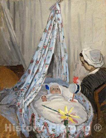 Art Print : Claude Monet, The Cradle - Camille with The Artist's Son Jean, 1867 - Vintage Wall Art