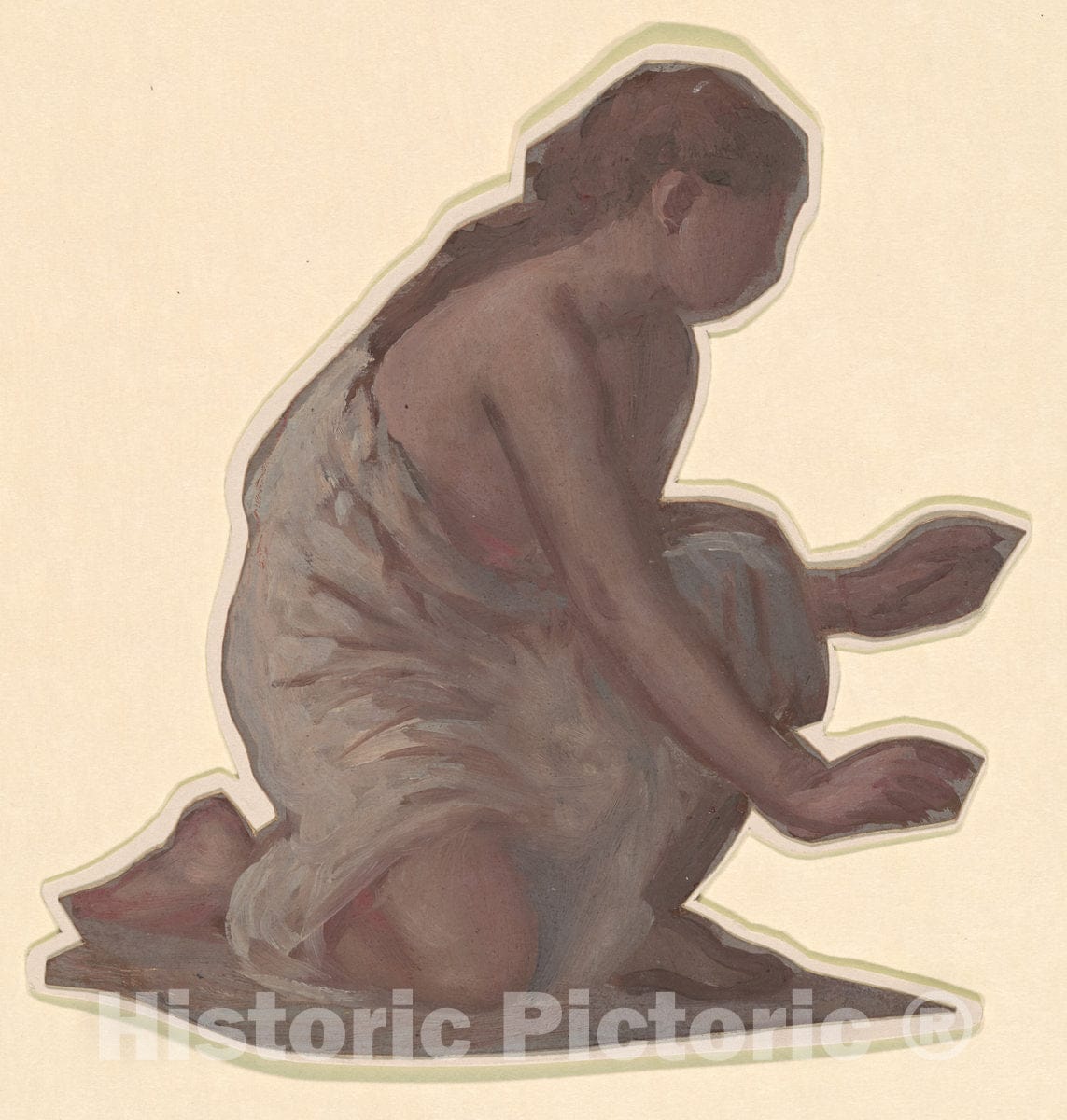Art Print : Elihu Vedder, Study for Greek Girls Bathing, c. 1872 - Vintage Wall Art