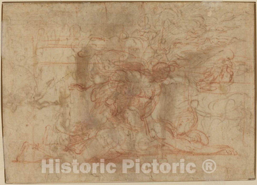 Art Print : Parmigianino, Jael and Cisera? [Verso], c.1526 - Vintage Wall Art