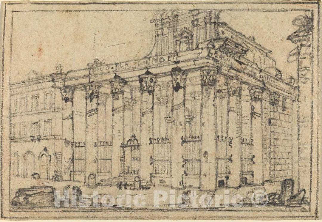 Art Print : Francesco Piranesi, The Temple of Antoninus and Faustina - Vintage Wall Art
