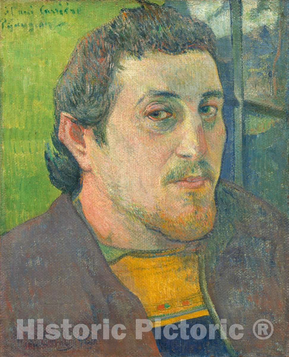 Art Print : Paul Gauguin, Self-Portrait Dedicated to CarriÃ¨re, 1888 or 1889 - Vintage Wall Art