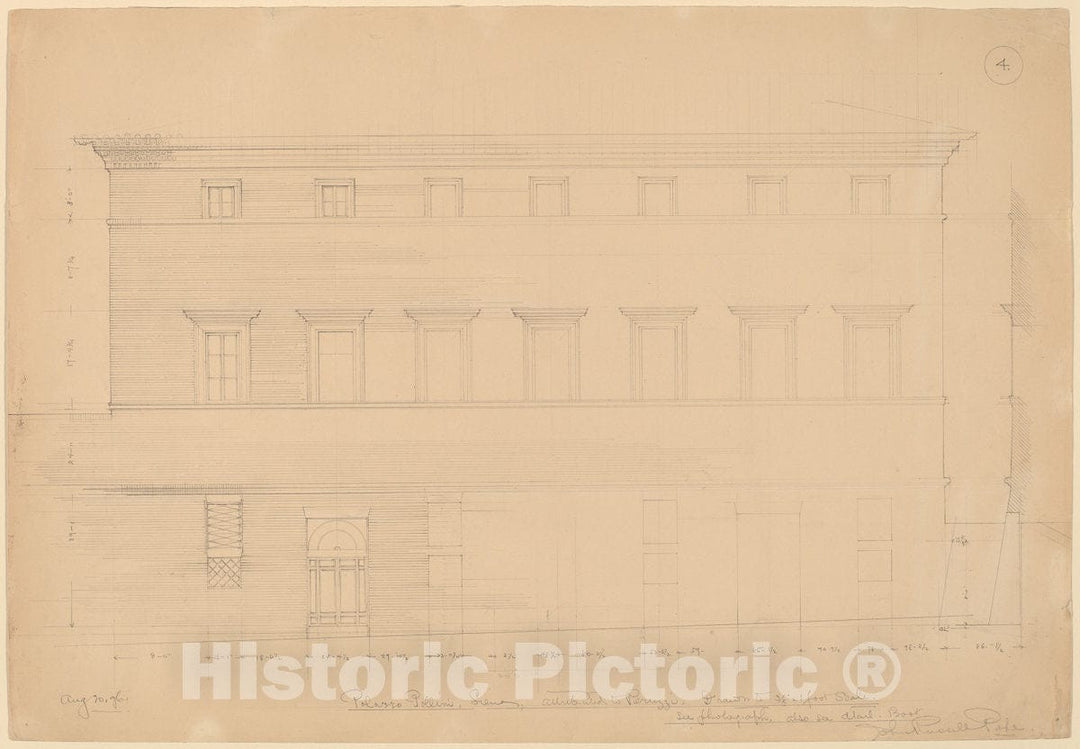Art Print : John Russell Pope, Palazzo Pollini, Siena, Attributed to Peruzzi, 1896 - Vintage Wall Art