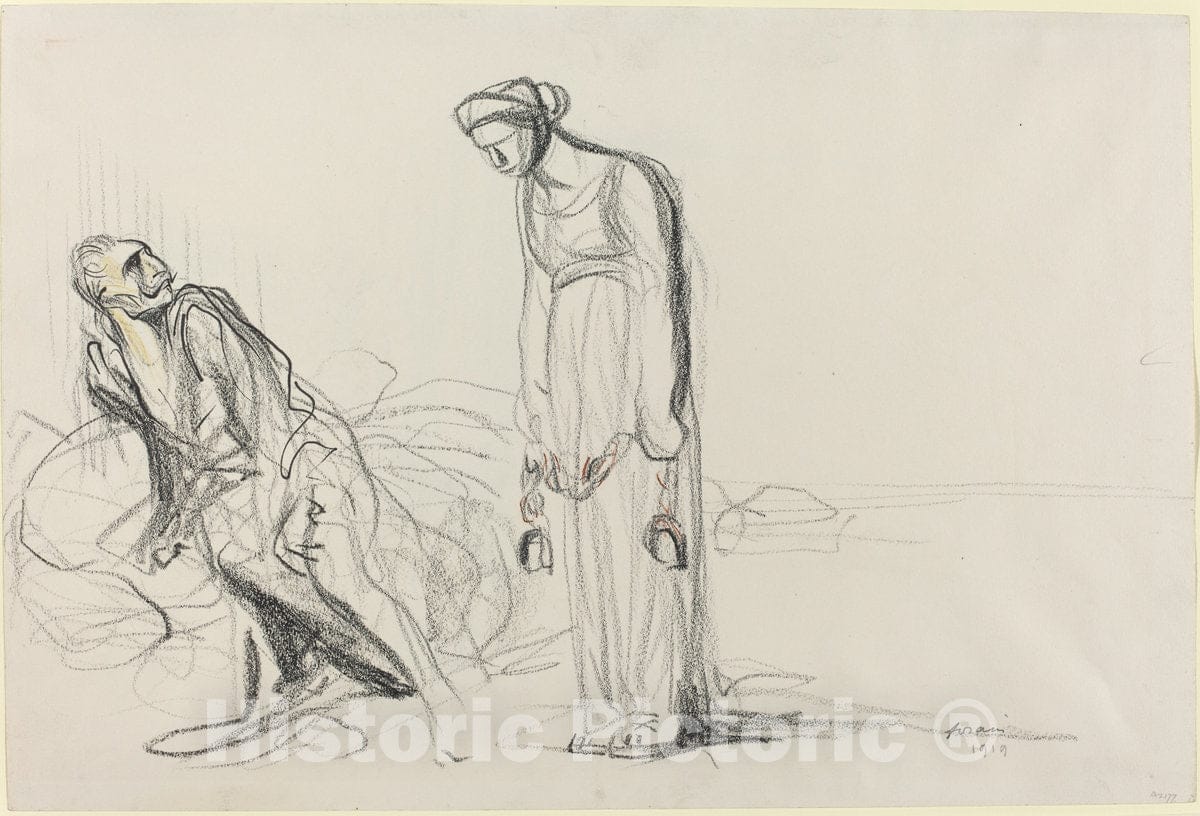 Art Print : Louis Forain, Fetters, 1919 - Vintage Wall Art