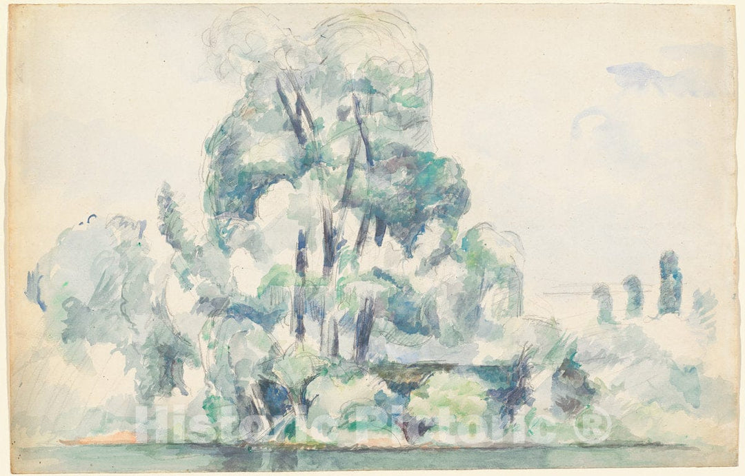 Art Print : Paul CÃ©zanne, Banks of The Seine at MÃ©dan, 1880-1885 - Vintage Wall Art