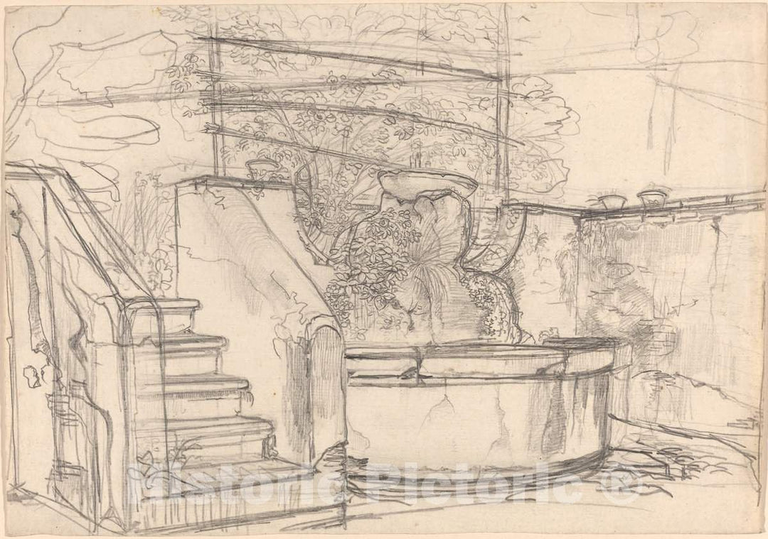 Art Print : Friedrich SalathÃ©, Corner of a Garden Court, c.1818 - Vintage Wall Art