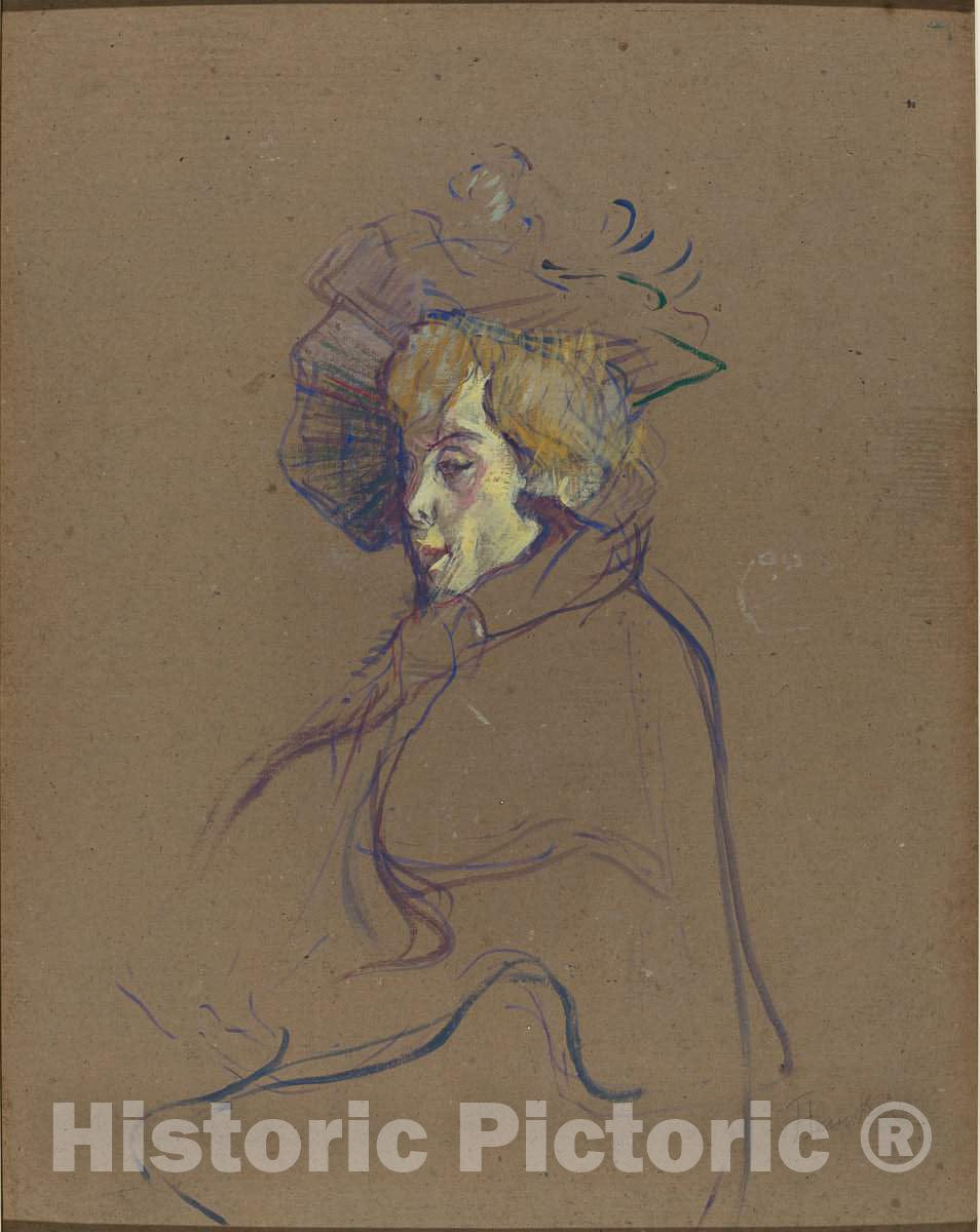 Art Print : Henri de Toulouse-Lautrec, Jane Avril, 1892 - Vintage Wall Art