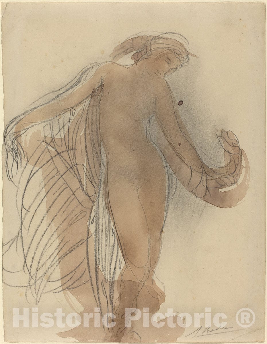 Art Print : Auguste Rodin, Figure Facing Forward - Vintage Wall Art