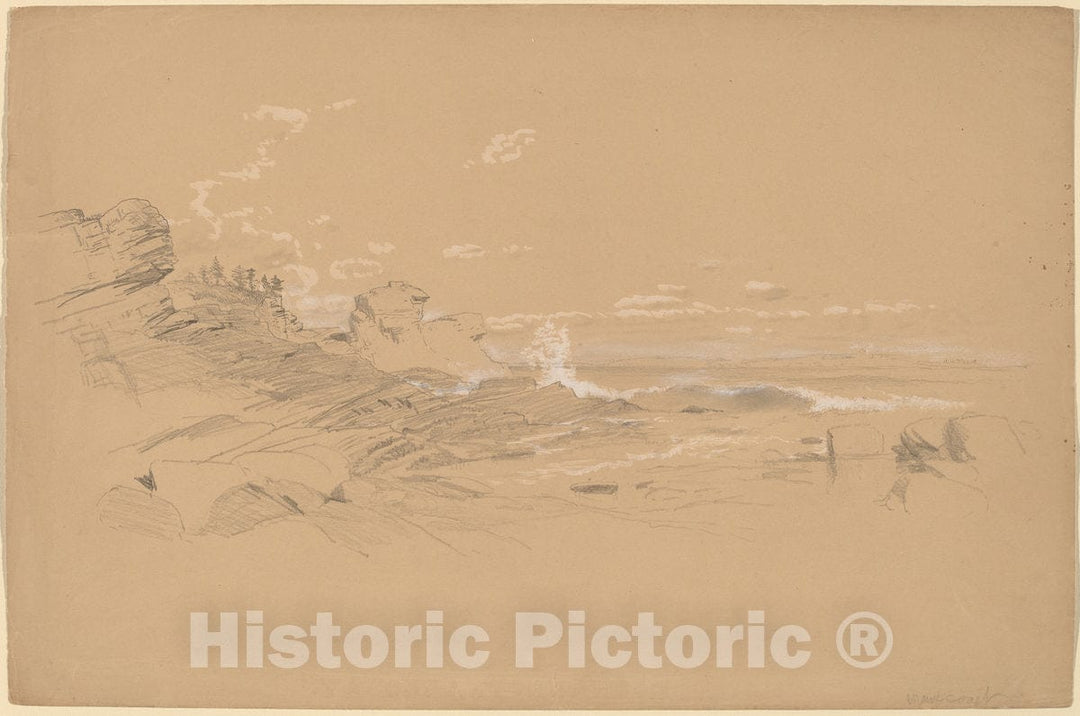 Art Print : Aaron Draper Shattuck, Maine Coast, 1861 - Vintage Wall Art
