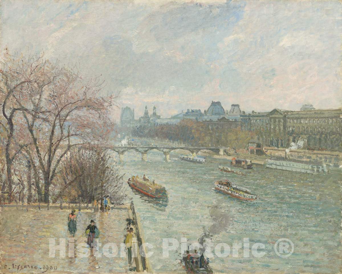 Art Print : Camille Pissarro, The Louvre, Afternoon, Rainy Weather, 1900 - Vintage Wall Art