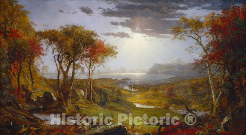 Art Print : Jasper Francis Cropsey, Autumn - On The Hudson River, 1860 - Vintage Wall Art