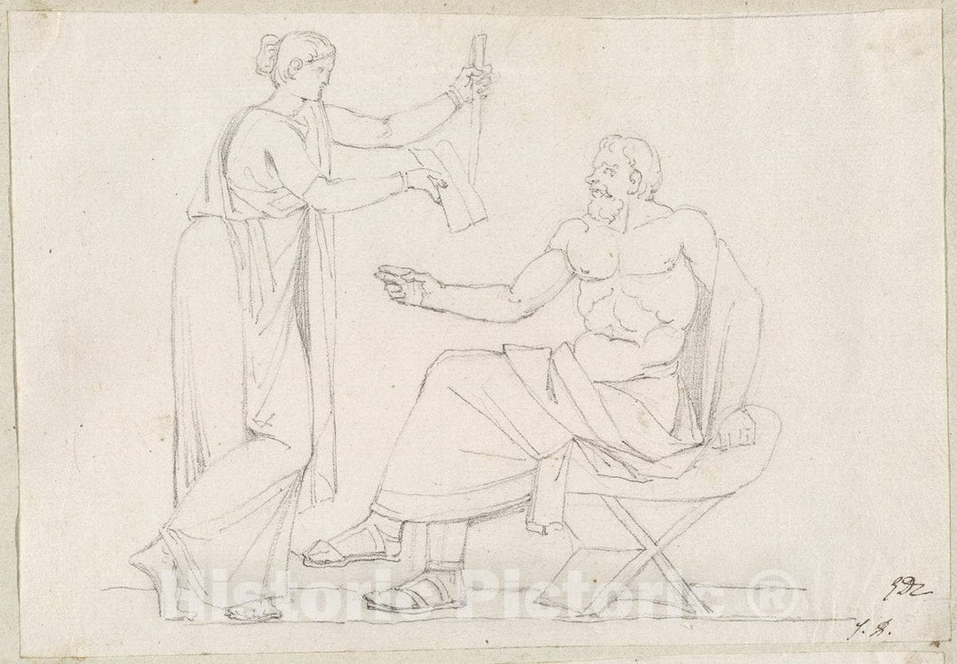Art Print : Jacques-Louis David, Socrates and Diotime, c.1775 - Vintage Wall Art
