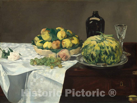 Art Print : Edouard Manet, Still Life with Melon and Peaches, c. 1866 - Vintage Wall Art